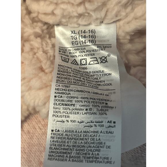 NWOT Old Navy Girl's Pink Fleece Lined Zip Up Hoodie Size XL (14-16) - Picture 4 of 5